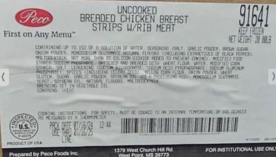 ⁠Codigo 91641 RTC BRD Chicken Strip(Tira de pechuga SIN cocinar)