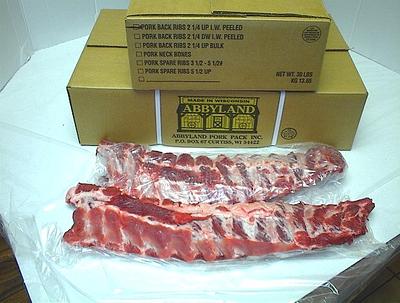 Pork Back Ribs, 2.25-Up, IW, 30 LB, BOXED, FROZEN